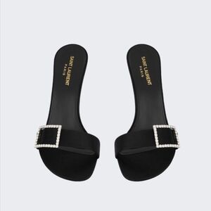 Saint Laurent Black Slide Sandals